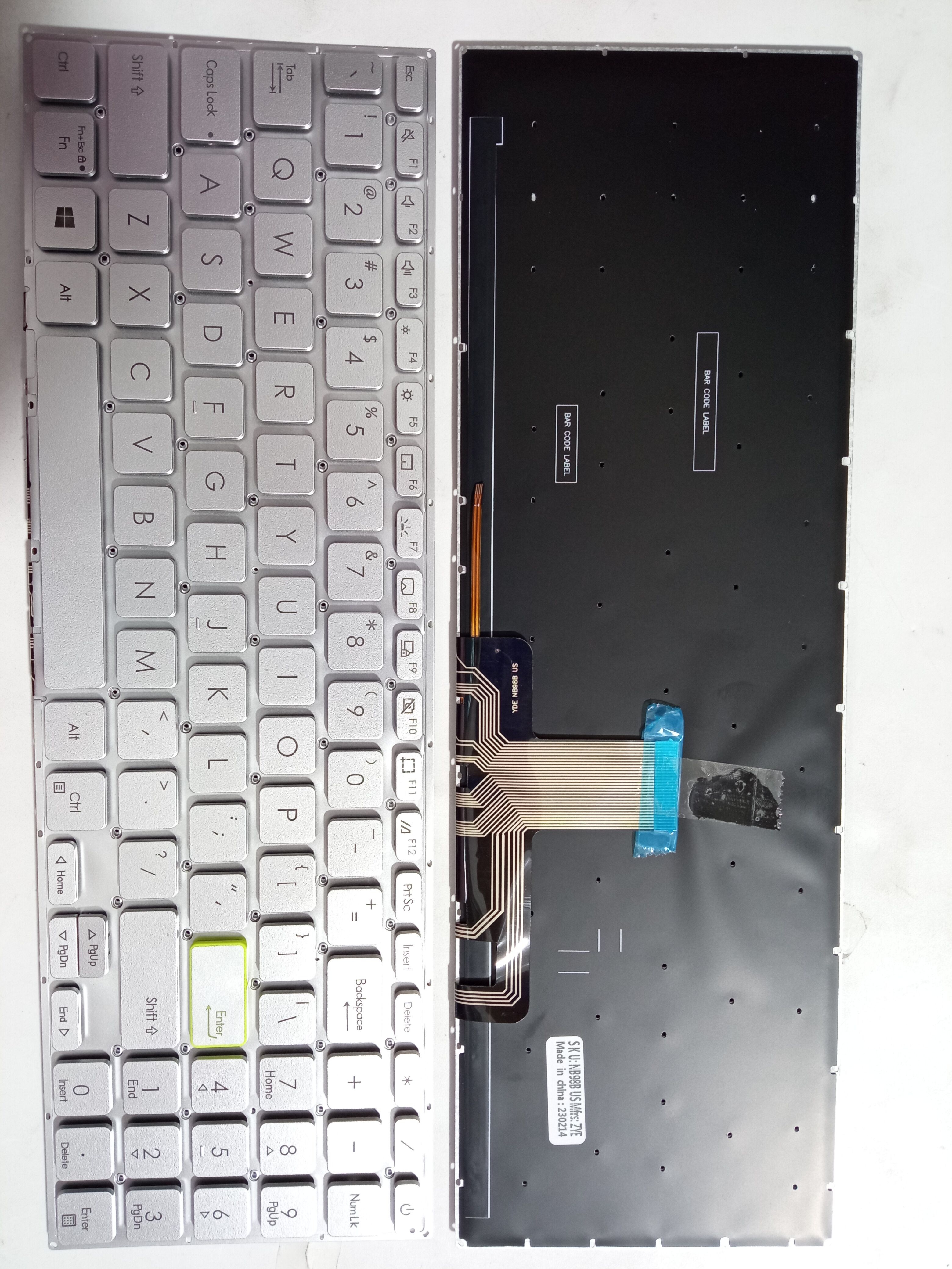 Picture of New Replacement Laptop Keyboard For ASUS X521/E510/L510/S533/M5600L/S5600F SILVER Backlit (OEM) US Layout